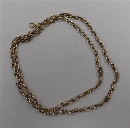 A 9ct gold belcher link chain, 74cm.